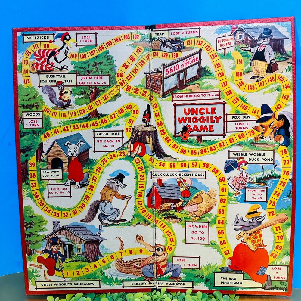Uncle Wiggily Game Vintage 1954 Colorful Collectible Milton Bradley Game Board